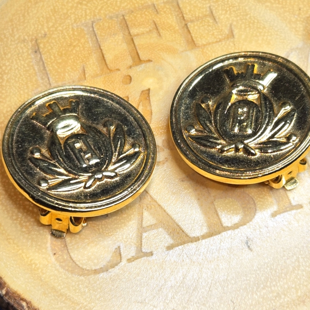 Authentic Fendi Roma Vintage Luxury Clip Earrings